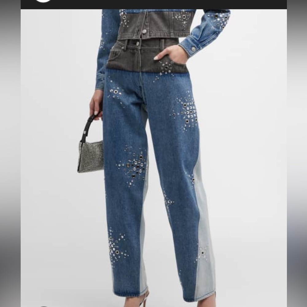 3.1 Phillip Lim eyelet detail straight leg jeans